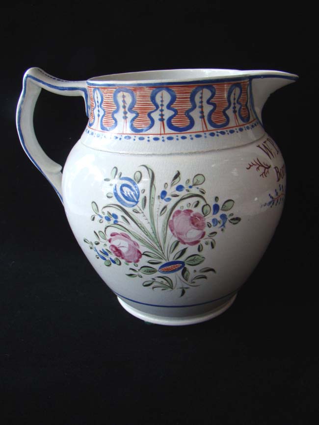 A wonderful English pottery jug circa 1800 inscribed "W P Taylor born November 28, 1766" — image 3